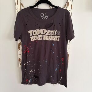 Chaser Tom Petty & The Heartbreakers distressed graphic tee paint splatter Sz M